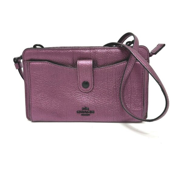 COACH 59958 Pop-up Wallet Messenger Bag Shoulder Bag Leather purple - Picture 1 of 13